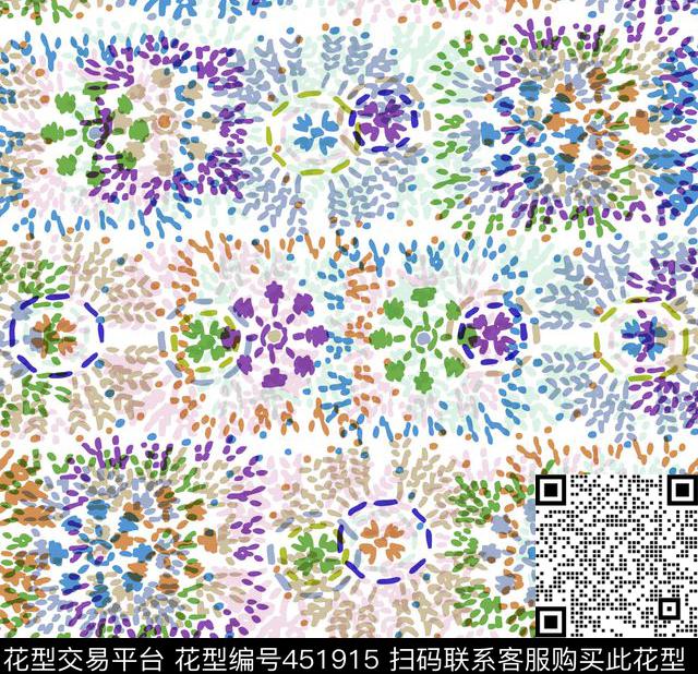 新式点彩花卉传统印花华亿平台下载（图片编号: 451915） - 瓦栏（Walan）