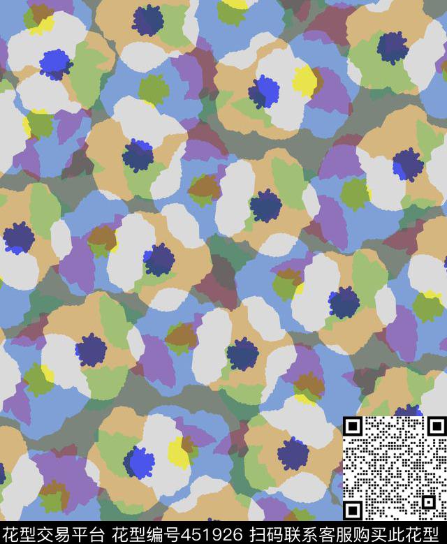 清新花大花传统印花华亿平台下载（图片编号: 451926） - 瓦栏（Walan）