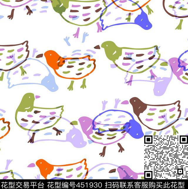 卡通逆行小鸡传统印花华亿平台下载（图片编号: 451930） - 瓦栏（Walan）