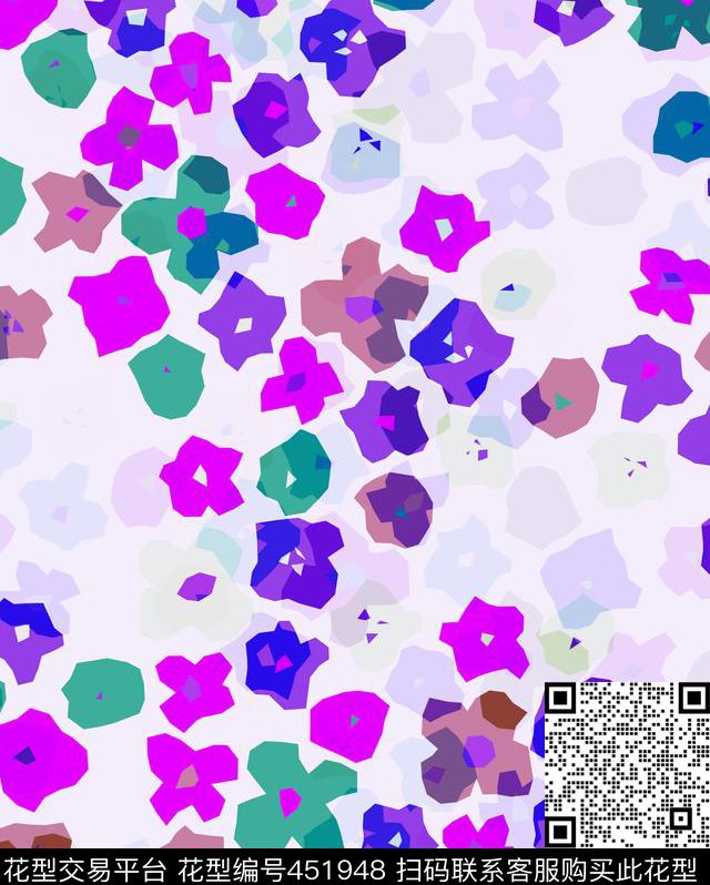 清新小花丛多彩传统印花华亿平台下载（图片编号: 451948） - 瓦栏（Walan）