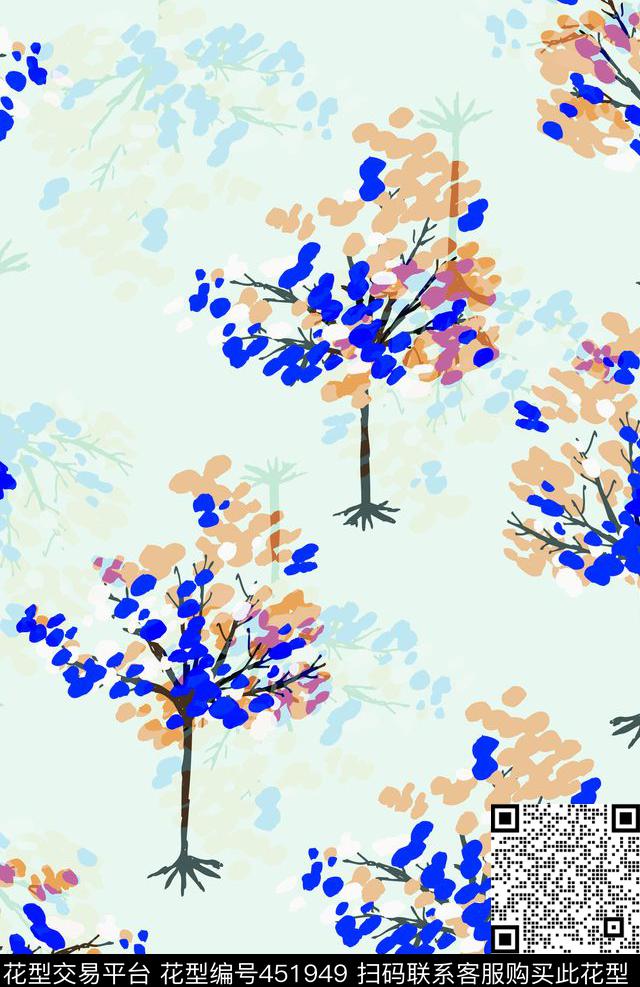 田园风樱花樱花树传统印花华亿平台下载（图片编号: 451949） - 瓦栏（Walan）