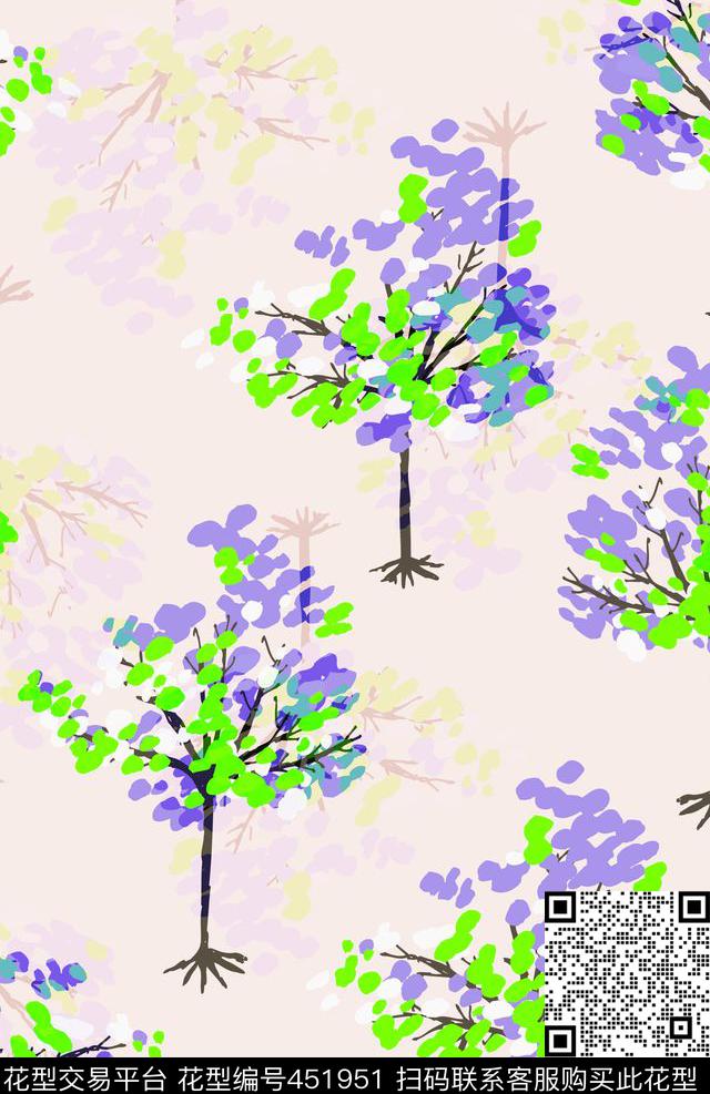 田园风樱花樱花树传统印花华亿平台下载（图片编号: 451951） - 瓦栏（Walan）