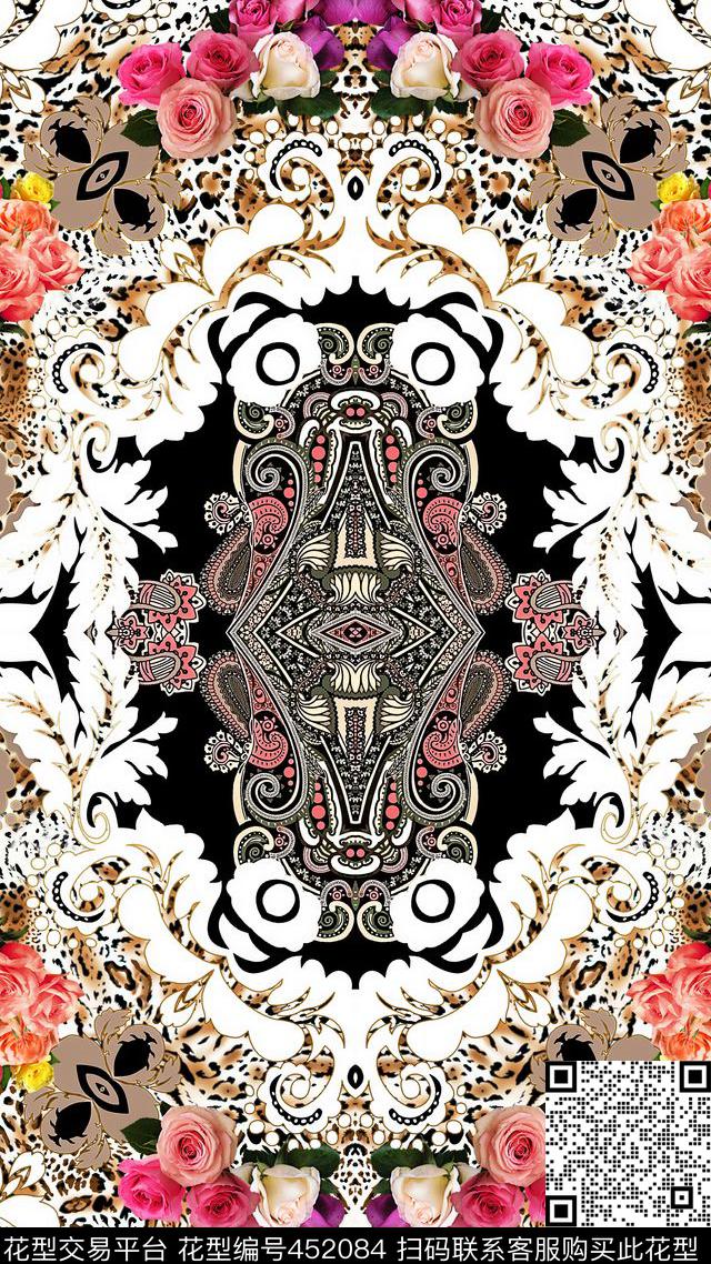欧式花纹腰果花数码印花华亿平台下载（图片编号: 452084） - 瓦栏（Walan）