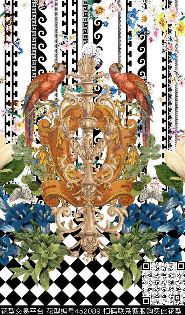 复古花卉时尚大牌时尚定位数码印花华亿平台下载（图片编号: 452089） - 瓦栏（Walan）