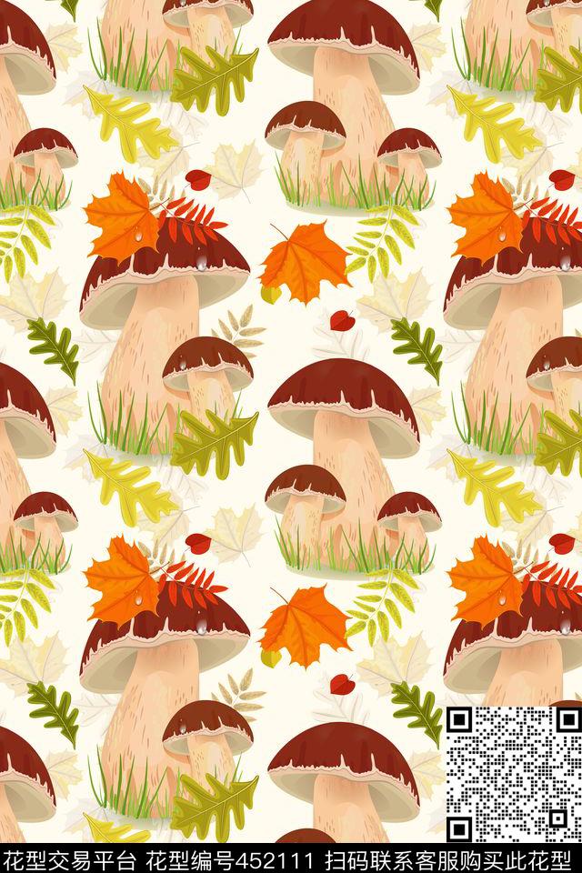 手绘卡哇伊蘑菇童趣休闲传统印花华亿平台下载（图片编号: 452111） - 瓦栏（Walan）