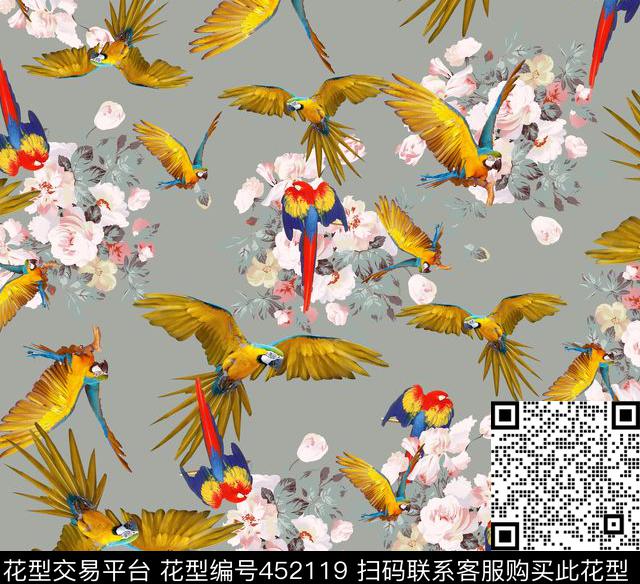 流行时尚秋冬手绘花卉数码印花华亿平台下载（图片编号: 452119） - 瓦栏（Walan）