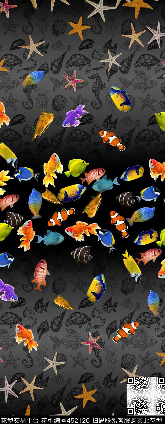 海星海洋生物深海鱼数码印花华亿平台下载（图片编号: 452126） - 瓦栏（Walan）