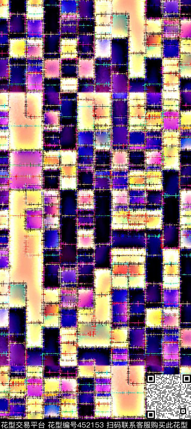 格子动感多彩数码印花华亿平台下载（图片编号: 452153） - 瓦栏（Walan）