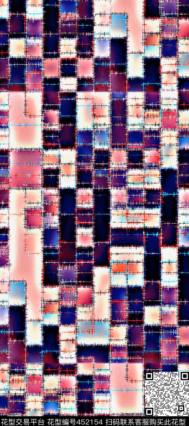格子动感多彩数码印花华亿平台下载（图片编号: 452154） - 瓦栏（Walan）