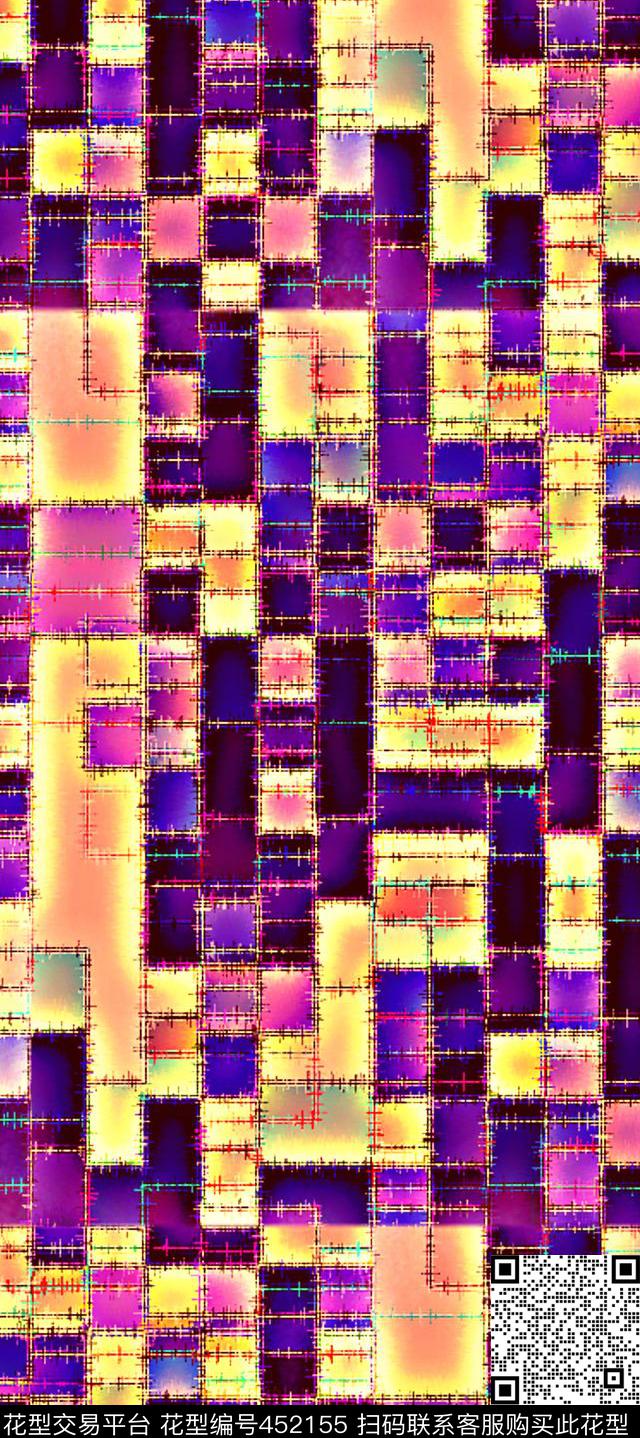 格子动感多彩数码印花华亿平台下载（图片编号: 452155） - 瓦栏（Walan）