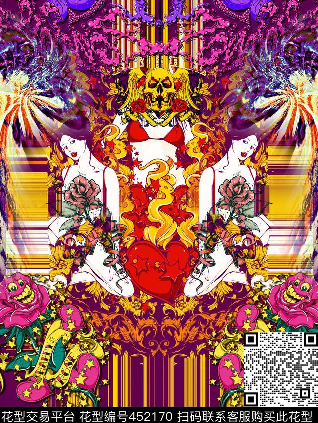 潮流抽象定位数码印花华亿平台下载（图片编号: 452170） - 瓦栏（Walan）