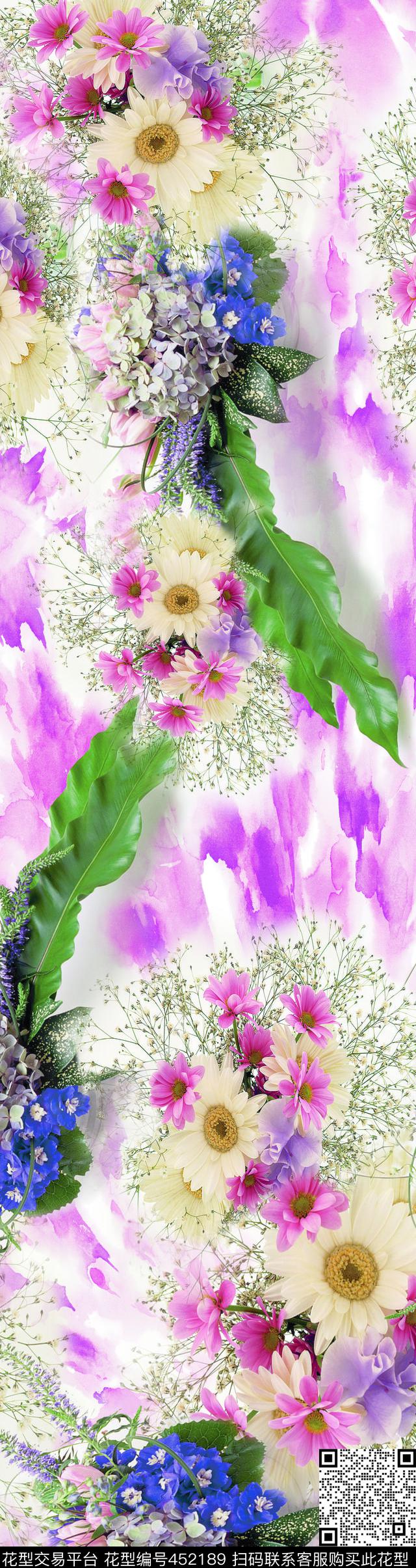 现代花卉花卉肌理组合数码印花华亿平台下载（图片编号: 452189） - 瓦栏（Walan）