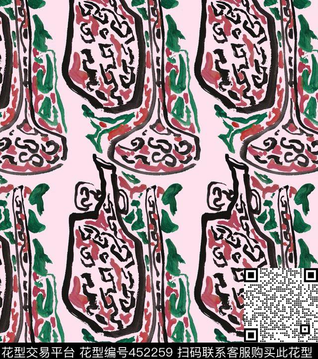 抽象复古涂鸦传统印花华亿平台下载（图片编号: 452259） - 瓦栏（Walan）