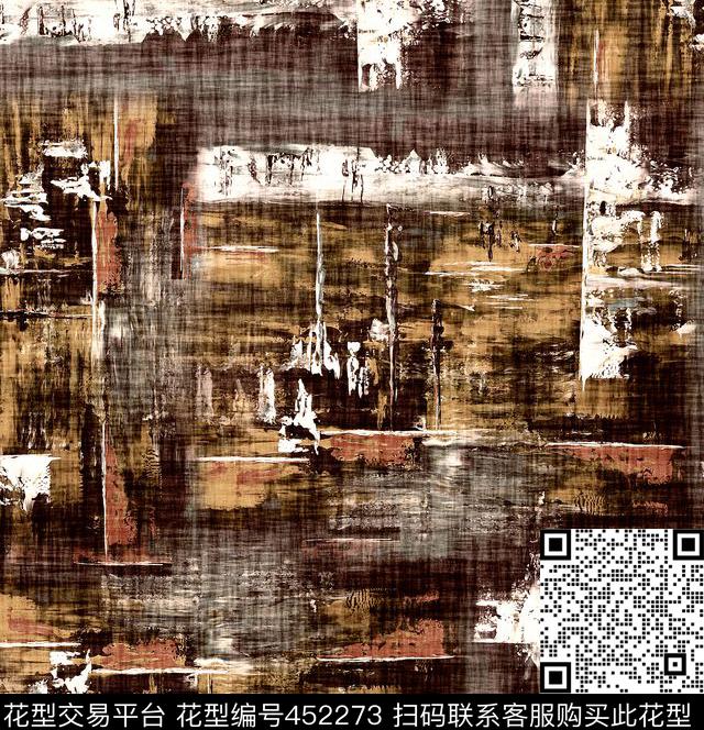 抽象油画服装数码印花华亿平台下载（图片编号: 452273） - 瓦栏（Walan）