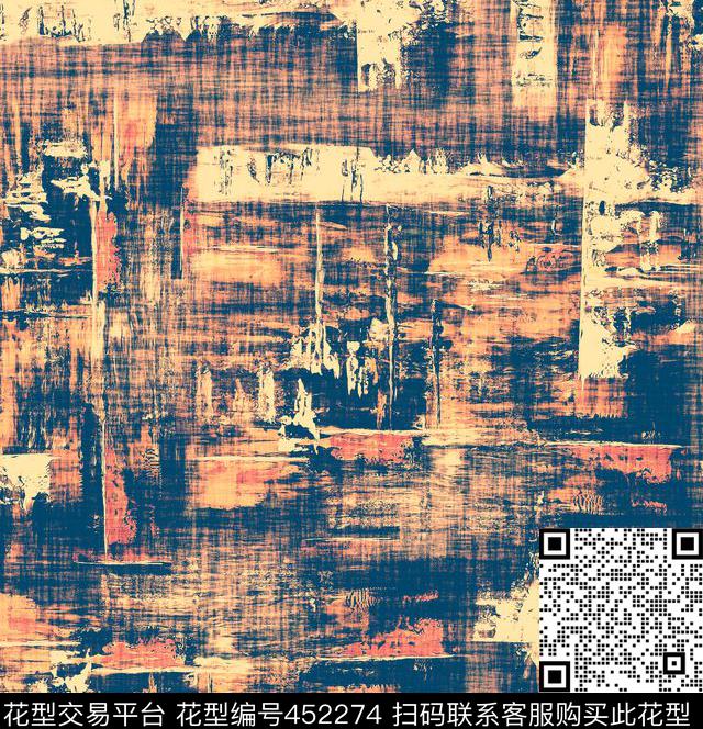 抽象油画服装数码印花华亿平台下载（图片编号: 452274） - 瓦栏（Walan）