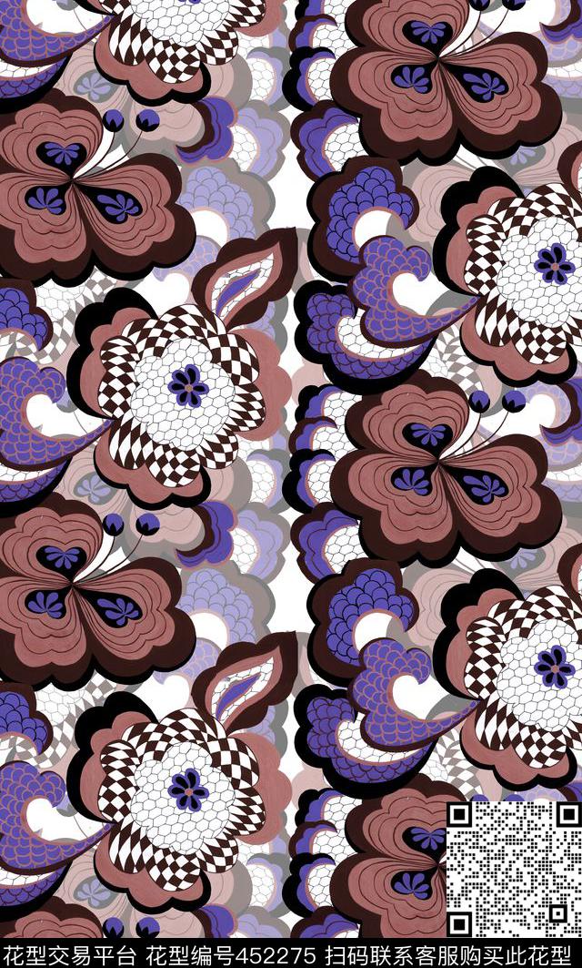 抽象花卉花卉男女装通用传统印花华亿平台下载（图片编号: 452275） - 瓦栏（Walan）