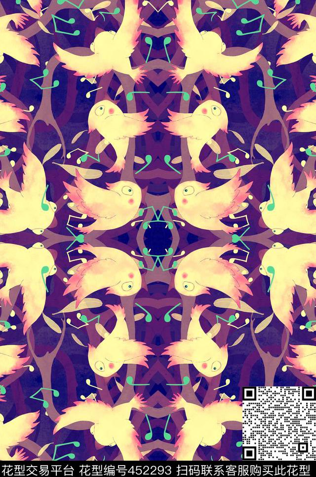 动物小鸟欢唱数码印花华亿平台下载（图片编号: 452293） - 瓦栏（Walan）