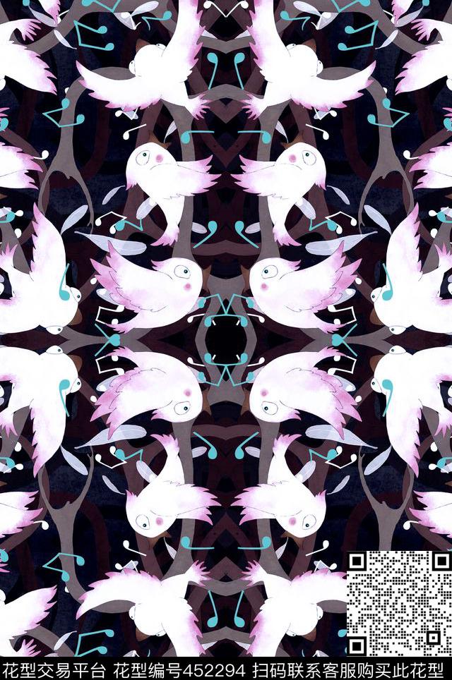 动物小鸟欢唱数码印花华亿平台下载（图片编号: 452294） - 瓦栏（Walan）