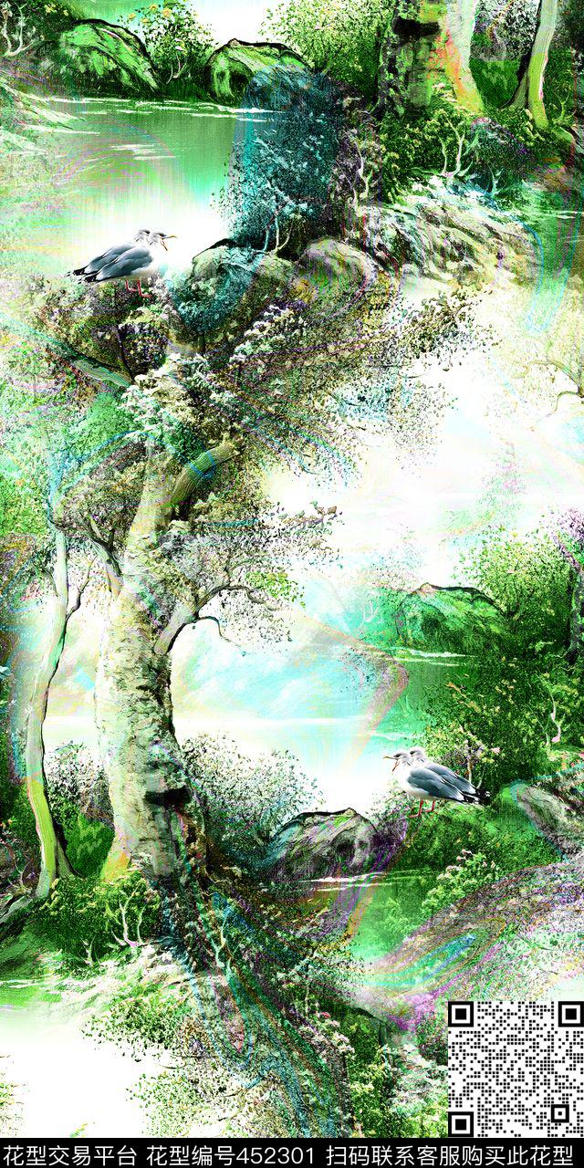 L.D~油画森林L.D~景观数码印花华亿平台下载（图片编号: 452301） - 瓦栏（Walan）