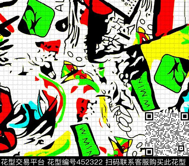 抽像面料嘻哈数码印花华亿平台下载（图片编号: 452322） - 瓦栏（Walan）