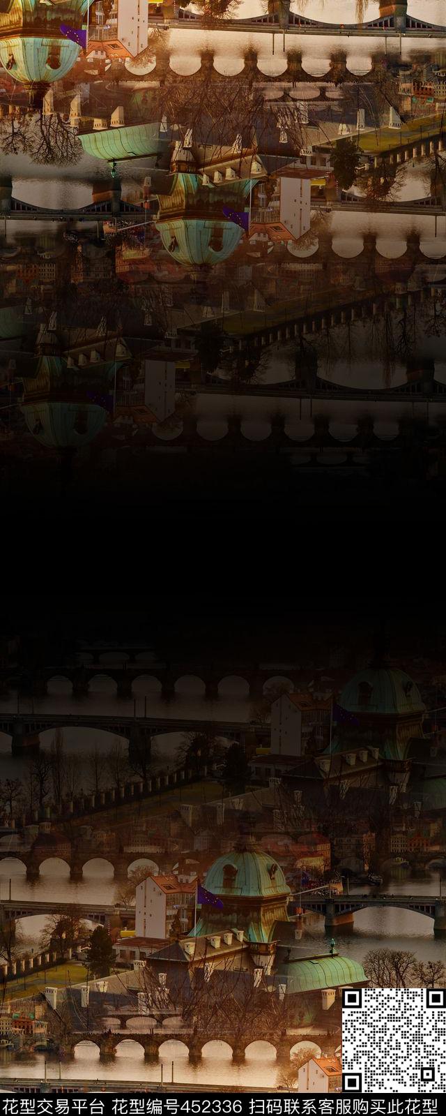 L.D~建筑L.D~渐变欧式数码印花华亿平台下载（图片编号: 452336） - 瓦栏（Walan）