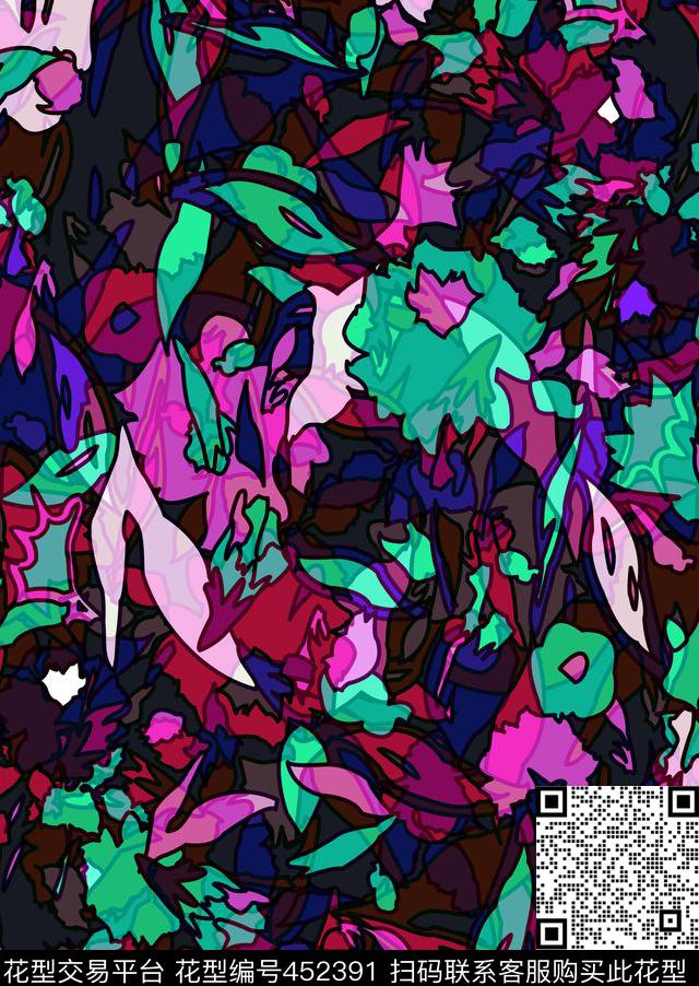 70年代复古花卉传统印花华亿平台下载（图片编号: 452391） - 瓦栏（Walan）