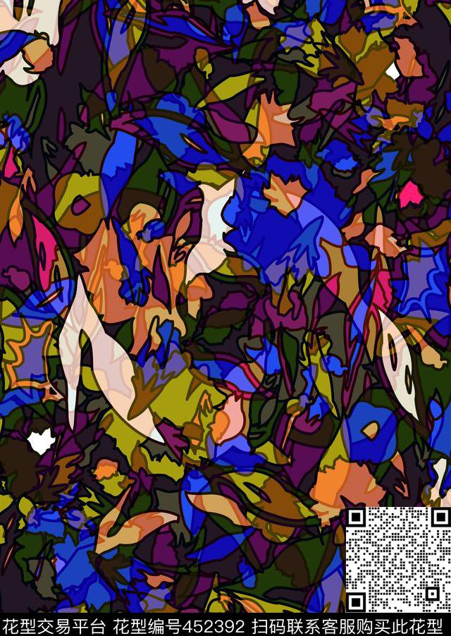 复古70年代花卉传统印花华亿平台下载（图片编号: 452392） - 瓦栏（Walan）