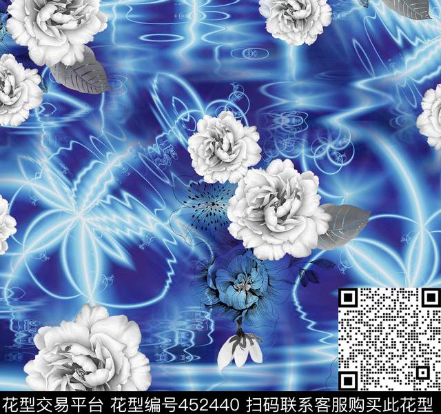 抽象纹花卉男装数码印花华亿平台下载（图片编号: 452440） - 瓦栏（Walan）