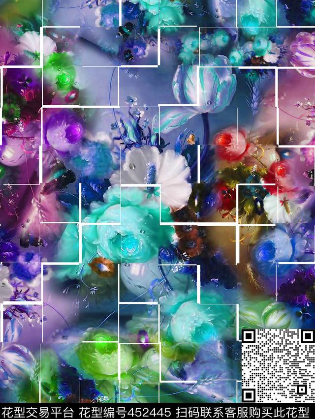 花卉油画数码印花华亿平台下载（图片编号: 452445） - 瓦栏（Walan）