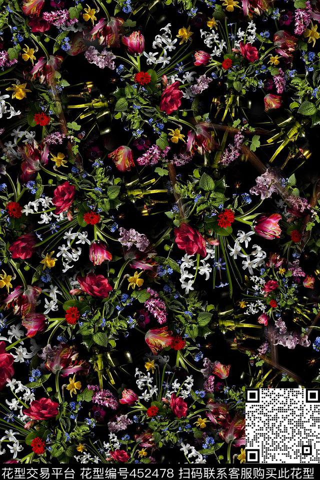 花手绘花小碎花数码印花华亿平台下载（图片编号: 452478） - 瓦栏（Walan）