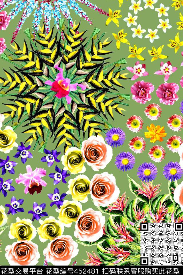 时尚碎花花环数码印花华亿平台下载（图片编号: 452481） - 瓦栏（Walan）