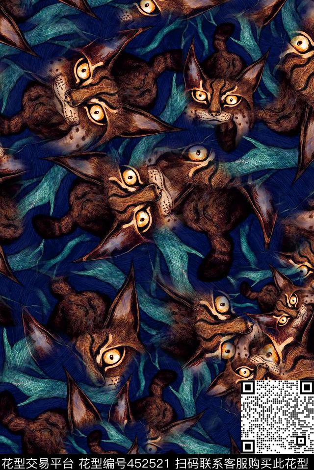 手绘插画黑夜数码印花华亿平台下载（图片编号: 452521） - 瓦栏（Walan）