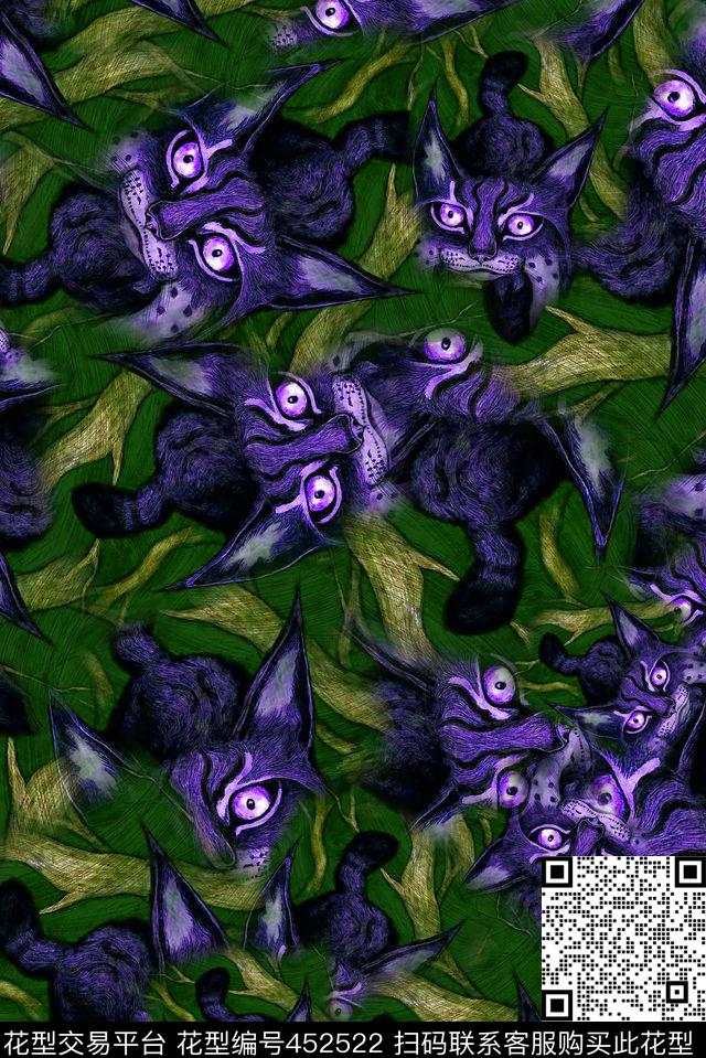 手绘插画黑夜数码印花华亿平台下载（图片编号: 452522） - 瓦栏（Walan）