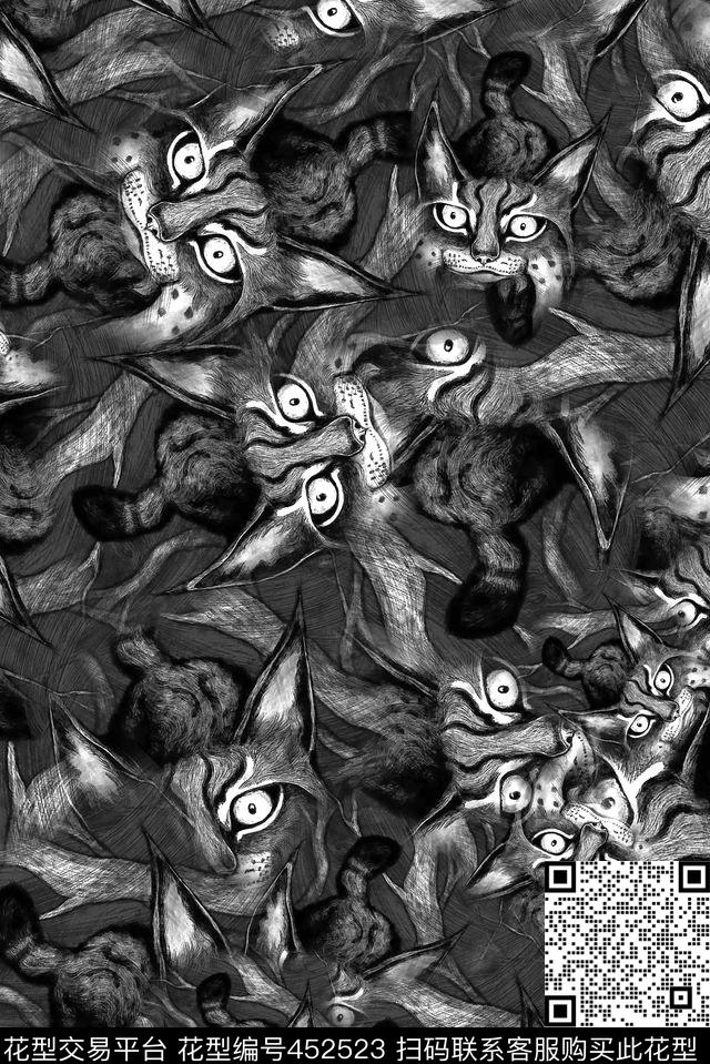 手绘插画黑夜数码印花华亿平台下载（图片编号: 452523） - 瓦栏（Walan）