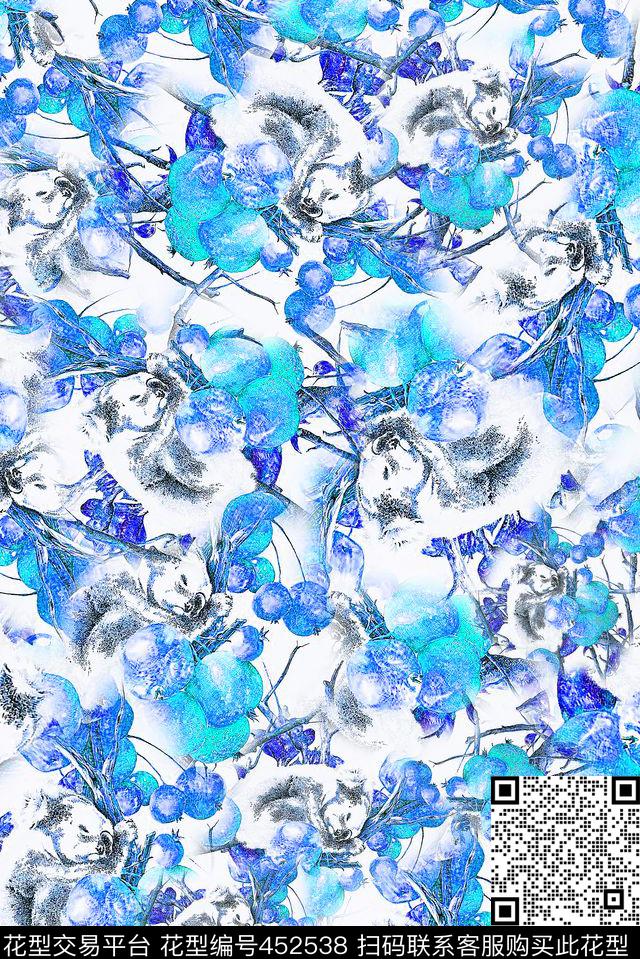 橘子考拉手绘数码印花华亿平台下载（图片编号: 452538） - 瓦栏（Walan）