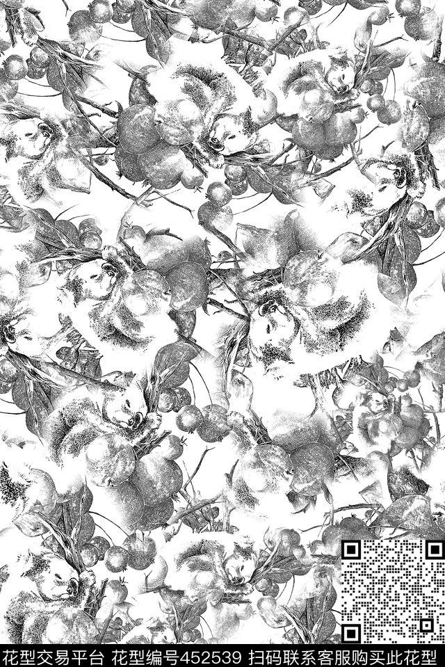 橘子考拉手绘数码印花华亿平台下载（图片编号: 452539） - 瓦栏（Walan）