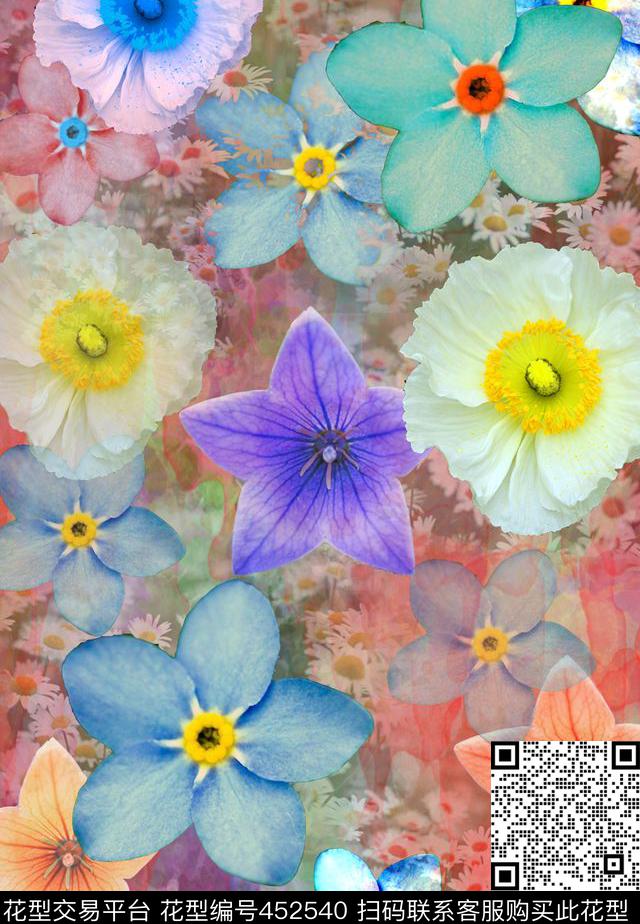 时尚花卉印花数码印花华亿平台下载（图片编号: 452540） - 瓦栏（Walan）