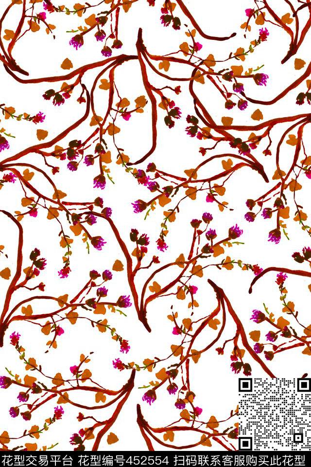 原创手绘花瓣数码印花华亿平台下载（图片编号: 452554） - 瓦栏（Walan）