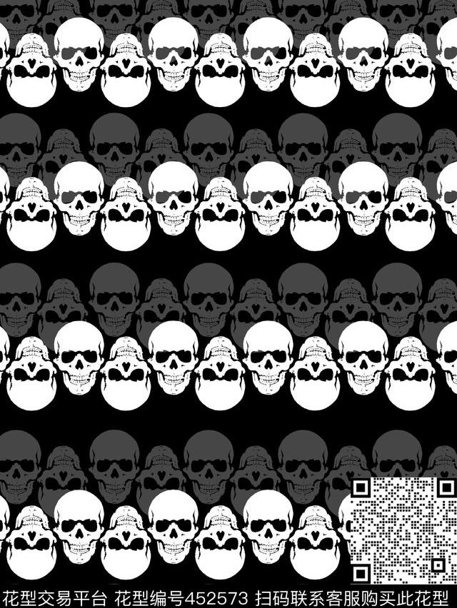 纯色底简约时尚骷髅头传统印花华亿平台下载（图片编号: 452573） - 瓦栏（Walan）