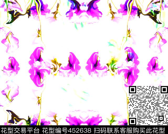 欧美花卉抽象数码印花华亿平台下载（图片编号: 452638） - 瓦栏（Walan）