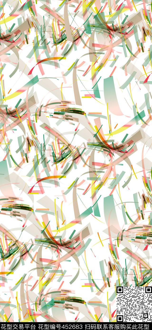 抽象几何条纹数码印花华亿平台下载（图片编号: 452683） - 瓦栏（Walan）