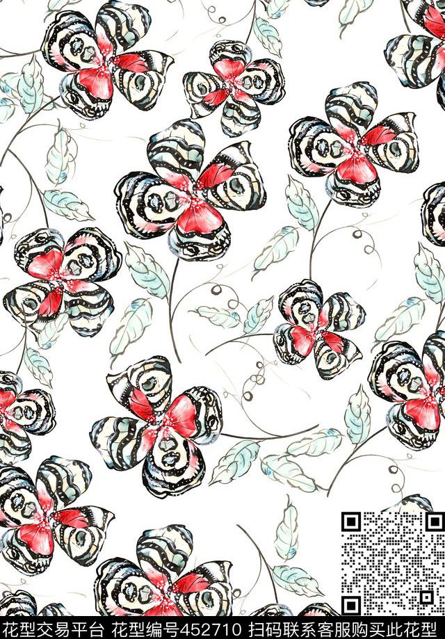 抽象个性创意花卉花卉数码印花华亿平台下载（图片编号: 452710） - 瓦栏（Walan）
