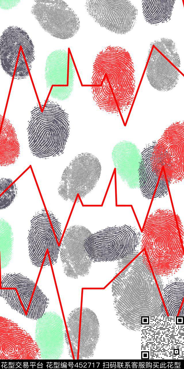 时尚线条心跳传统印花华亿平台下载（图片编号: 452717） - 瓦栏（Walan）