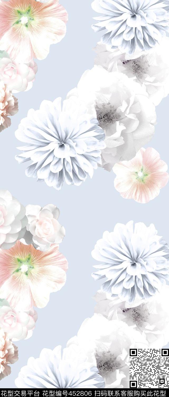 花卉浅底数码印花花卉数码印花华亿平台下载（图片编号: 452806） - 瓦栏（Walan）