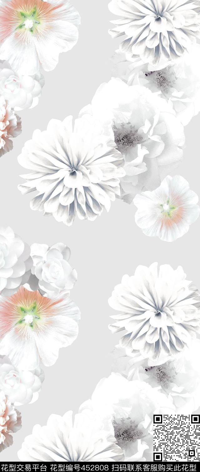 花卉浅底数码印花花卉数码印花华亿平台下载（图片编号: 452808） - 瓦栏（Walan）