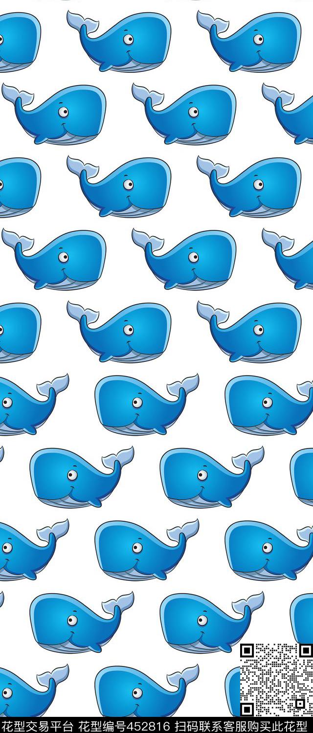 传统印花卡通鲸鱼卡通传统印花华亿平台下载（图片编号: 452816） - 瓦栏（Walan）