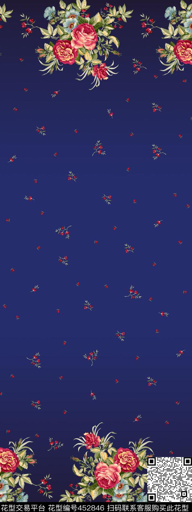 传统印花花卉小花花卉传统印花华亿平台下载（图片编号: 452846） - 瓦栏（Walan）