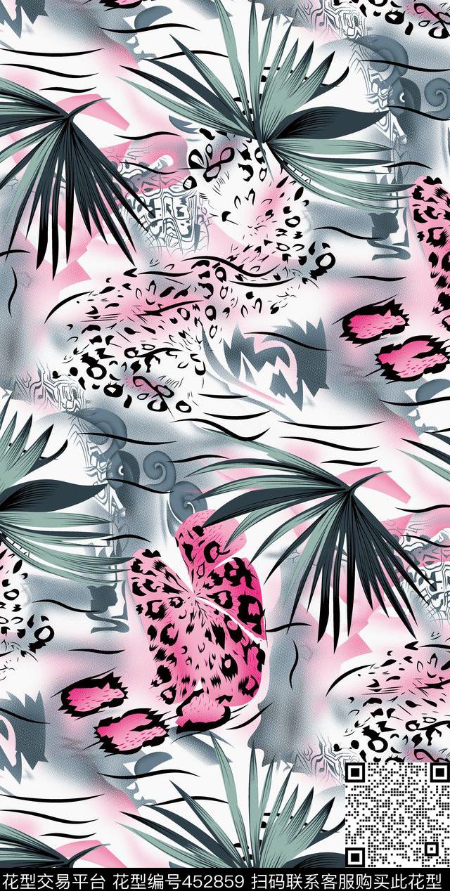 植物花朵芭蕉传统印花华亿平台下载（图片编号: 452859） - 瓦栏（Walan）