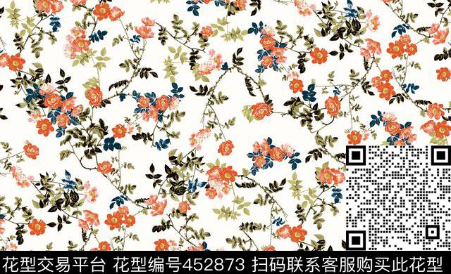 满地花树枝小花传统印花华亿平台下载（图片编号: 452873） - 瓦栏（Walan）