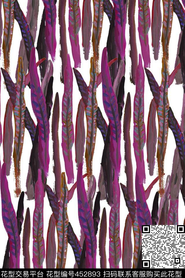 手绘原创叶子数码印花华亿平台下载（图片编号: 452893） - 瓦栏（Walan）